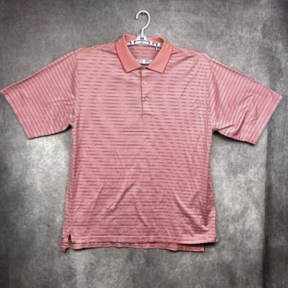 Peter Millar Polo Shirt Mens XL Pink Blue Striped Preppy Golf Casual S/S - Picture 1 of 11